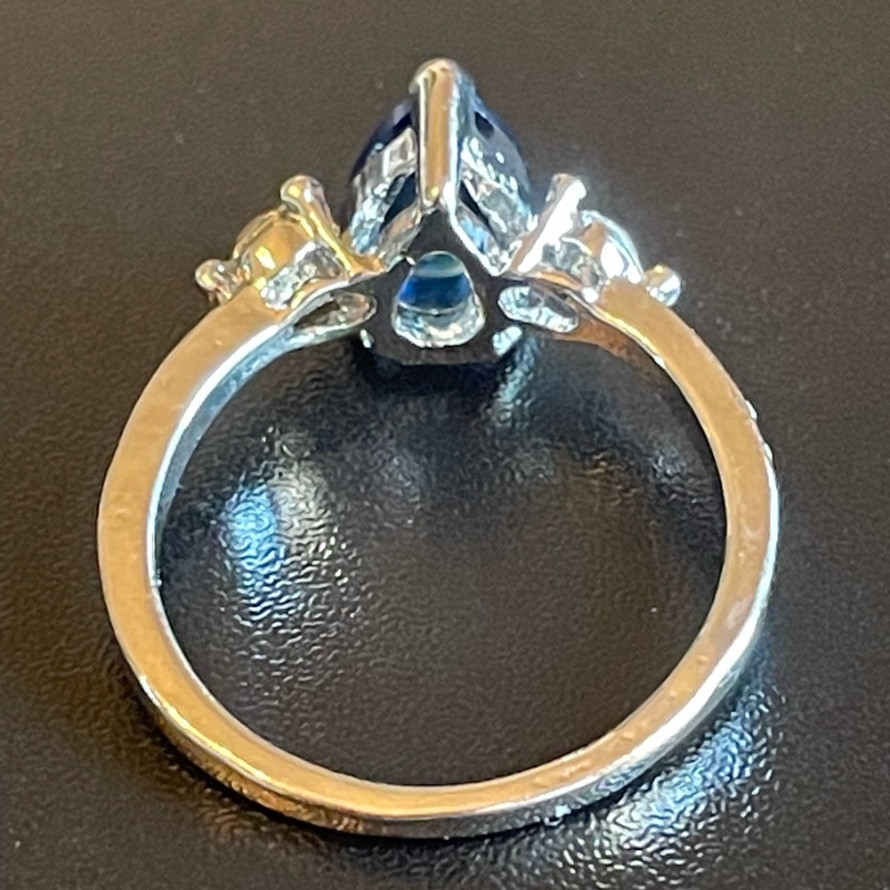 Blue sapphire S925 silver ring size 6 - Picture 5 of 9
